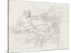 Bacchus assis sur la base d'une colonne près d'une figure assise-Alexandre Cabanel-Stretched Canvas