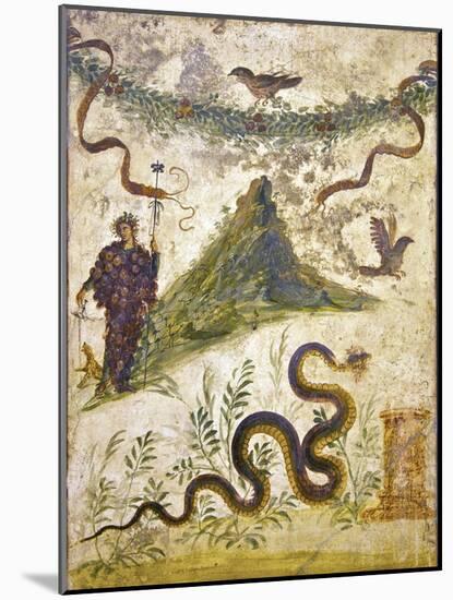 Bacchus Wearing Bunch of Grapes Pours Wine For Panther to Drink, From Pompeii-null-Mounted Photographic Print