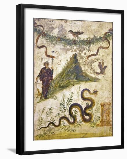 Bacchus Wearing Bunch of Grapes Pours Wine For Panther to Drink, From Pompeii-null-Framed Photographic Print