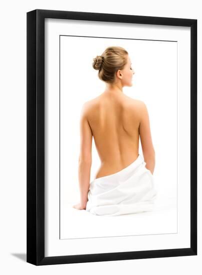 Back Beautiful Woman on White Background-chagin-Framed Photographic Print