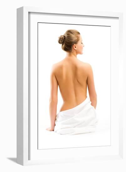 Back Beautiful Woman on White Background-chagin-Framed Photographic Print
