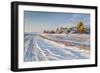 Back Country Road over Prairie at Natural Fort in Northern Colorado in Winter Scenery, a Road Sign-PixelsAway-Framed Photographic Print