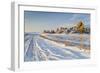 Back Country Road over Prairie at Natural Fort in Northern Colorado in Winter Scenery, a Road Sign-PixelsAway-Framed Photographic Print