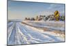 Back Country Road over Prairie at Natural Fort in Northern Colorado in Winter Scenery, a Road Sign-PixelsAway-Mounted Photographic Print