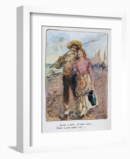 Back from Fishing by Pietro Scoppetta (1863-1920), Italy, 20th Century-Pietro Scoppetta-Framed Giclee Print