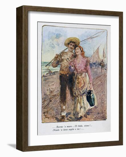 Back from Fishing by Pietro Scoppetta (1863-1920), Italy, 20th Century-Pietro Scoppetta-Framed Giclee Print