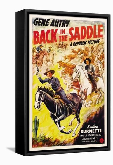 BACK IN THE SADDLE, from left: Gene Autry, Smiley Burnette, 1941.-null-Framed Stretched Canvas