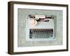 Back in Time Blue Typewriter Border-Susannah Tucker-Framed Art Print