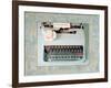 Back in Time Blue Typewriter Border-Susannah Tucker-Framed Art Print