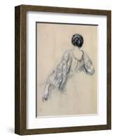 Back of a Young Woman (Study for 'La Malaria') (Chalk on Paper)-Ernest Antoine Hebert-Framed Giclee Print