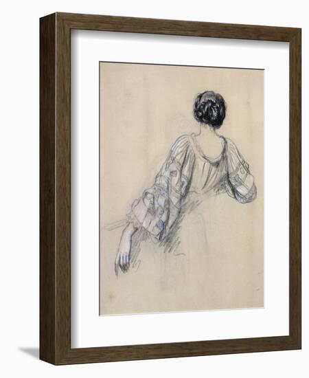 Back of a Young Woman (Study for 'La Malaria') (Chalk on Paper)-Ernest Antoine Hebert-Framed Giclee Print