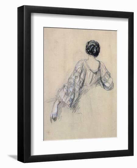 Back of a Young Woman (Study for 'La Malaria') (Chalk on Paper)-Ernest Antoine Hebert-Framed Giclee Print