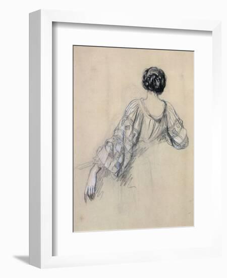 Back of a Young Woman (Study for 'La Malaria') (Chalk on Paper)-Ernest Antoine Hebert-Framed Giclee Print