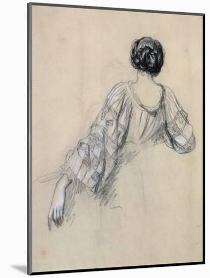 Back of a Young Woman (Study for 'La Malaria') (Chalk on Paper)-Ernest Antoine Hebert-Mounted Giclee Print