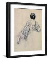 Back of a Young Woman (Study for 'La Malaria') (Chalk on Paper)-Ernest Antoine Hebert-Framed Giclee Print