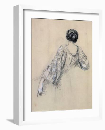 Back of a Young Woman (Study for 'La Malaria') (Chalk on Paper)-Ernest Antoine Hebert-Framed Giclee Print