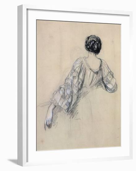 Back of a Young Woman (Study for 'La Malaria') (Chalk on Paper)-Ernest Antoine Hebert-Framed Giclee Print