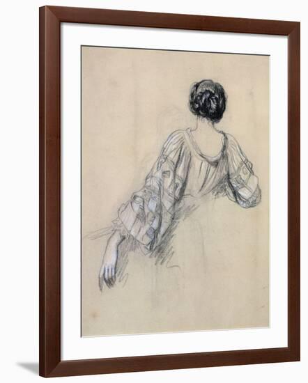 Back of a Young Woman (Study for 'La Malaria') (Chalk on Paper)-Ernest Antoine Hebert-Framed Giclee Print