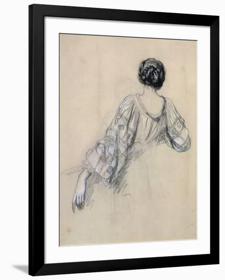 Back of a Young Woman (Study for 'La Malaria') (Chalk on Paper)-Ernest Antoine Hebert-Framed Giclee Print