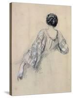 Back of a Young Woman (Study for 'La Malaria') (Chalk on Paper)-Ernest Antoine Hebert-Stretched Canvas