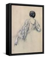 Back of a Young Woman (Study for 'La Malaria') (Chalk on Paper)-Ernest Antoine Hebert-Framed Stretched Canvas