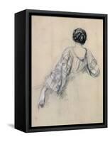 Back of a Young Woman (Study for 'La Malaria') (Chalk on Paper)-Ernest Antoine Hebert-Framed Stretched Canvas