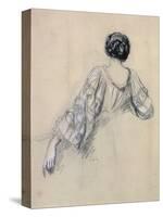 Back of a Young Woman (Study for 'La Malaria') (Chalk on Paper)-Ernest Antoine Hebert-Stretched Canvas