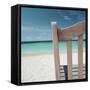 Back of Bench at the Beach-null-Framed Stretched Canvas