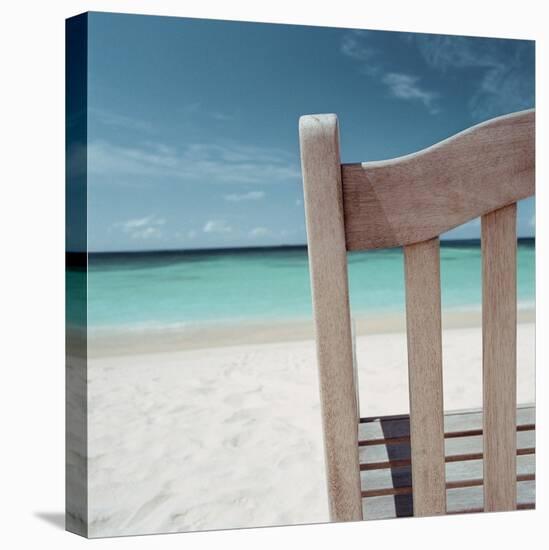 Back of Bench at the Beach-null-Stretched Canvas