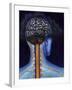 Back of Brain and Spinal Cord with Head in Dark Cloud Indicating Depression-null-Framed Art Print