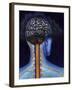 Back of Brain and Spinal Cord with Head in Dark Cloud Indicating Depression-null-Framed Art Print