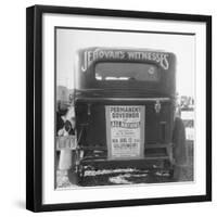 Back of Car Advertising for Jehovah's Witnesses' Activities at Wrigley Field-Loomis Dean-Framed Photographic Print