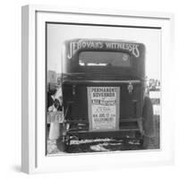 Back of Car Advertising for Jehovah's Witnesses' Activities at Wrigley Field-Loomis Dean-Framed Photographic Print