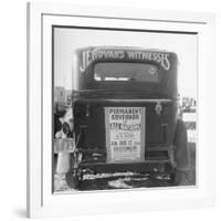 Back of Car Advertising for Jehovah's Witnesses' Activities at Wrigley Field-Loomis Dean-Framed Photographic Print