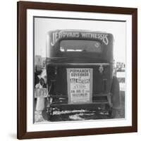 Back of Car Advertising for Jehovah's Witnesses' Activities at Wrigley Field-Loomis Dean-Framed Photographic Print