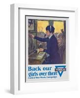 Back Our Girls over There Poster-Clarence F. Underwood-Framed Giclee Print