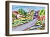 Back Road with Shadows, 2017, (Watercolor on Paper)-Richard H Fox-Framed Giclee Print