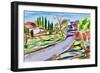 Back Road with Shadows, 2017, (Watercolor on Paper)-Richard H Fox-Framed Giclee Print