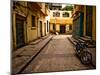 Back Street of Luxor Town, Egypt with Motorbike-Clive Nolan-Mounted Photographic Print