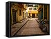 Back Street of Luxor Town, Egypt with Motorbike-Clive Nolan-Framed Stretched Canvas