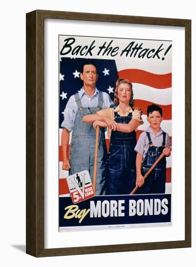 Back the Attack, Buy More Bonds', 2nd World War Poster-null-Framed Giclee Print