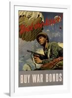 Back the Attack! Buy War Bonds - WWII War Propaganda-null-Framed Art Print