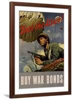 Back the Attack! Buy War Bonds - WWII War Propaganda-null-Framed Art Print