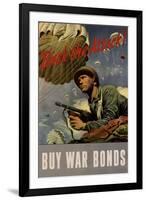 Back the Attack! Buy War Bonds - WWII War Propaganda-null-Framed Art Print