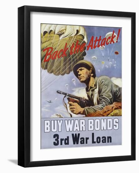 Back the Attack! War Bonds Poster-null-Framed Giclee Print