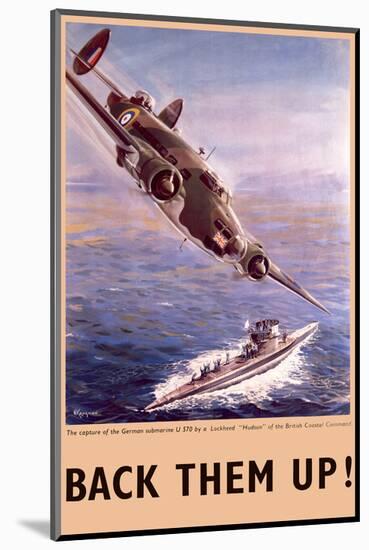 Back Them Up! Capture of a Submarine by a Lockheed Hudson-null-Mounted Art Print