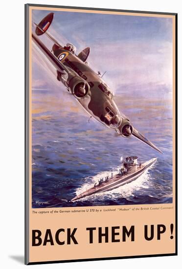 Back Them Up! Capture of a Submarine by a Lockheed Hudson-null-Mounted Art Print