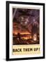 'Back Them Up' Poster, c.1942-English School-Framed Giclee Print