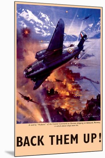 Back Them Up! Raid by Hudsons Bombers on Warships-null-Mounted Premium Giclee Print