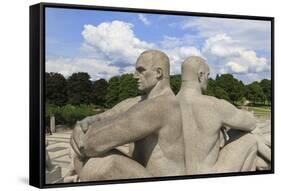 Back to Back, Detail of a Sculptural Group on the Monolith Plateau by Gustav Vigeland, Frogner Park-Eleanor Scriven-Framed Stretched Canvas